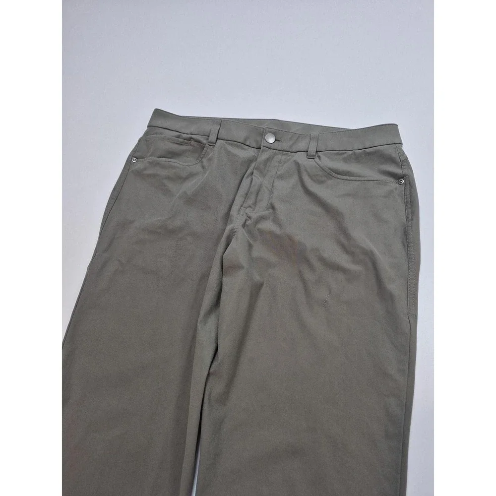 ABC Slim-Fit 5 Pocket Pant 33x30 Green Chino Straight Casual Stretch FLAW